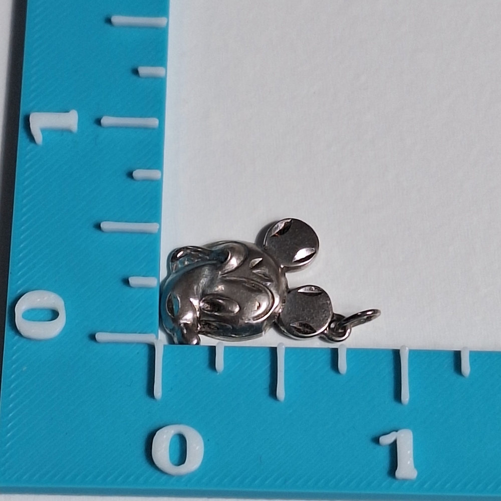 Vtg Sterling Silver Disney Mickey Mouse Face Head Pendant Charm .75" 1.83g - Picture 7 of 8